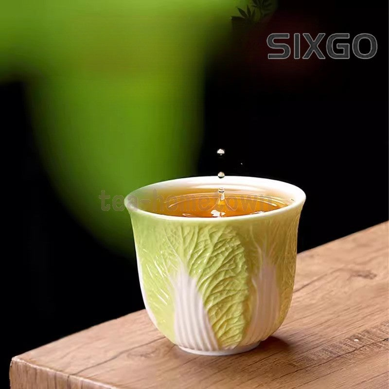 1pc Sheep Fat Jade Cabbage Tea Cup Ceramics Household Tea Tasting Cup
