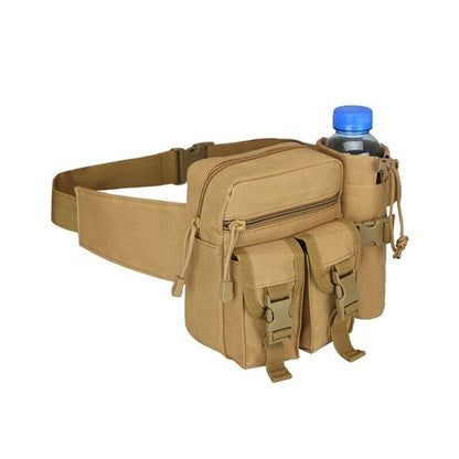 Men Waist Pack Nylon Water Bottle Pouch Sports Army Hunting Climbing Belt Bag