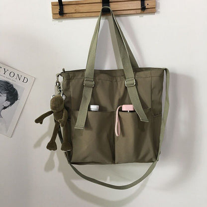 Waterproof Large Capacity Canvas Girl Shoulder Hand Bucket Bag Basket Crossbody