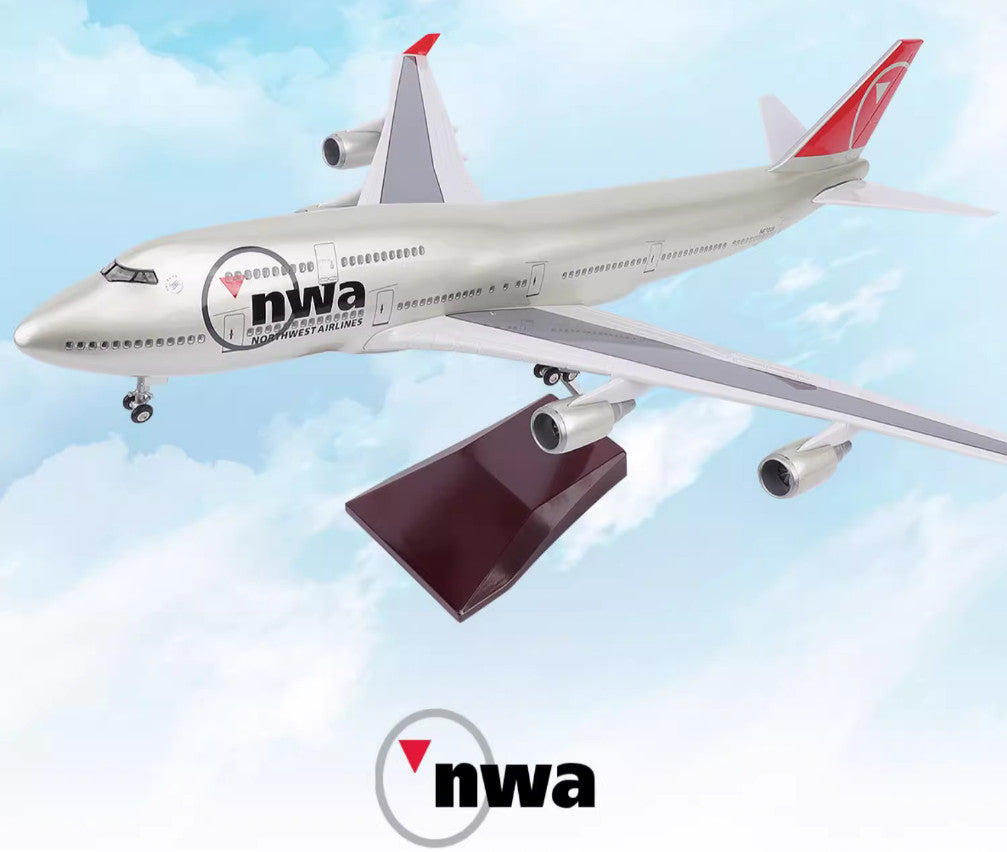 1:150 47CM NWA BOEING 747-400 Airplane Landing Gear Resin Aircraft Plane Model