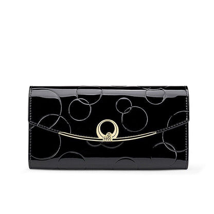 Long Wallet Fashion Purse Leather Red/Gold/Blue Clutch 3.5*10*19CM Polyester Bag