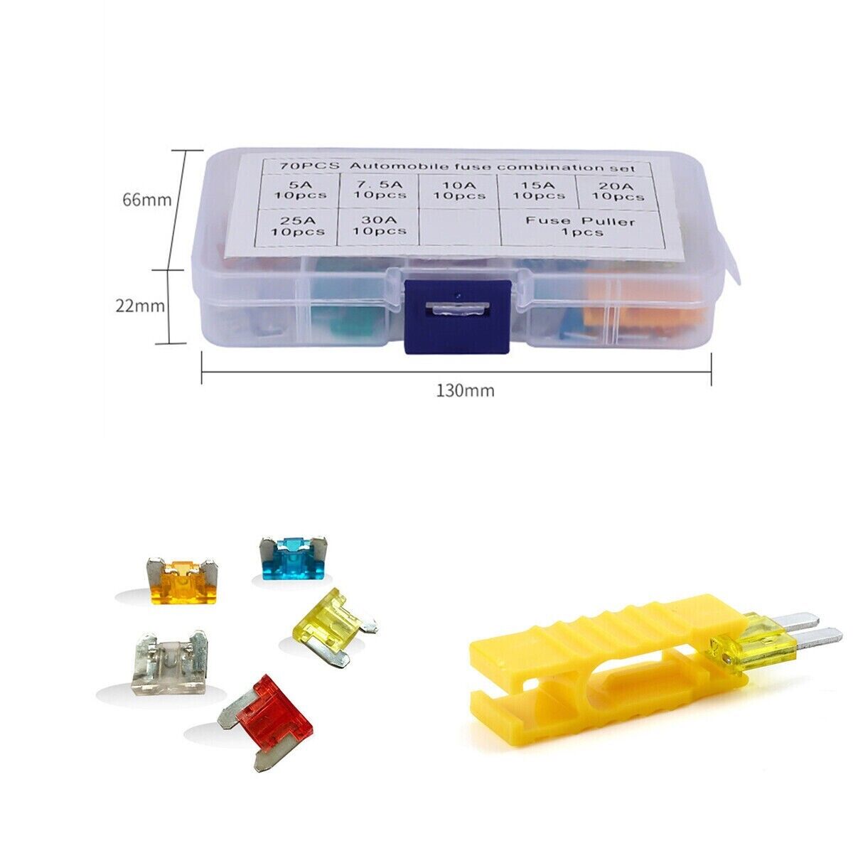 50x Automotive 2/5/7.5/10/15/20/25/30/35 Amp Micro Fuses Assortment Kit For Car