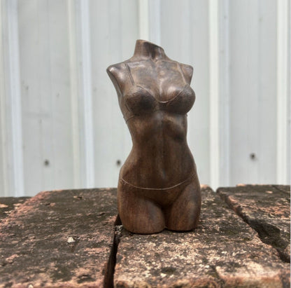 5,5"Natural Agarwood hand-carved Beauty Body Art Statue Men Gift Table Ornament