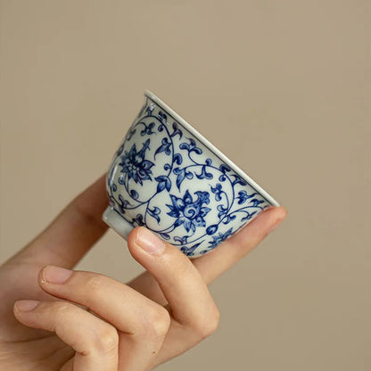 1 Pc Chinese Ceramic Blue and White Porcelain Teacup Tea Bowl Teaware Cup 60ml