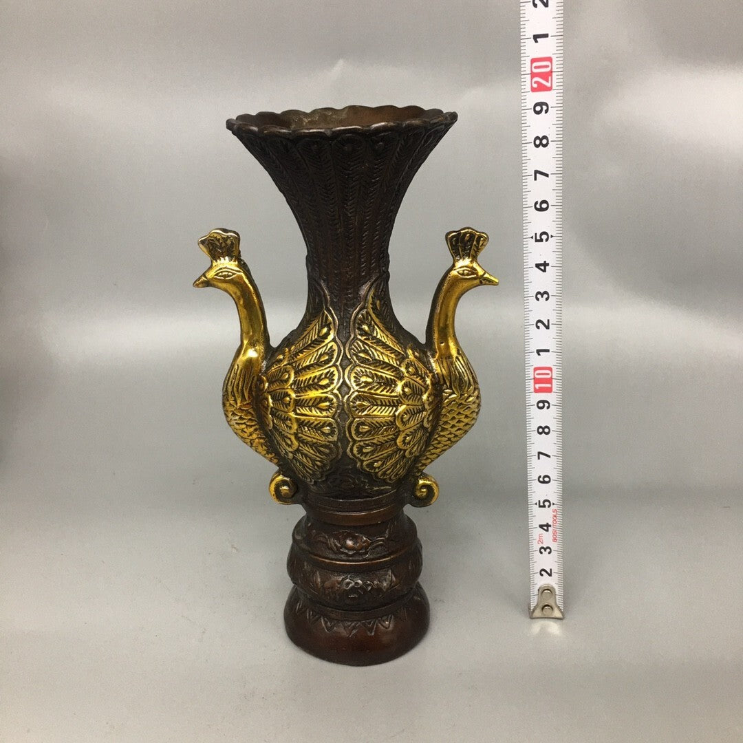 Antique Bronze Artifacts A Pair of Peacock Vases Collection