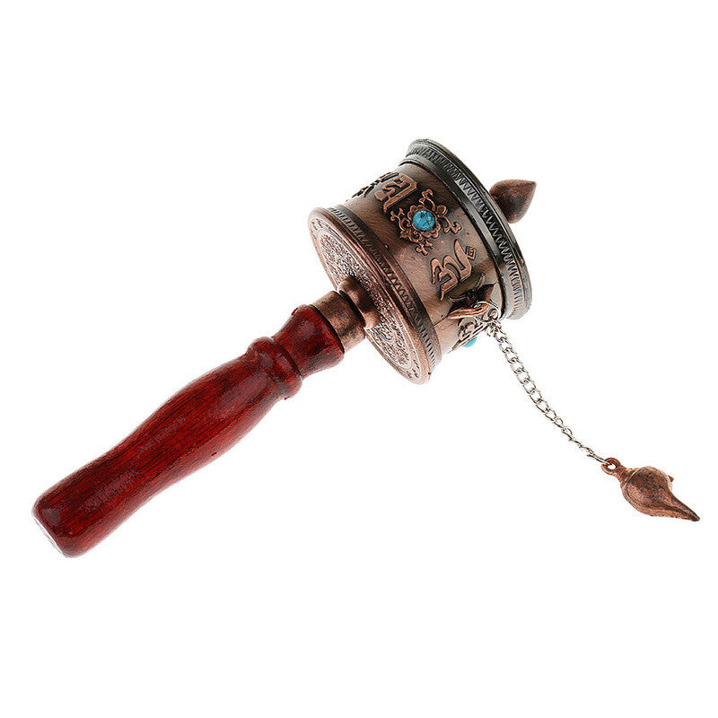 Traditional Buddhism Bronze Six-character Mantra Hand-cranked Prayer Wheel
