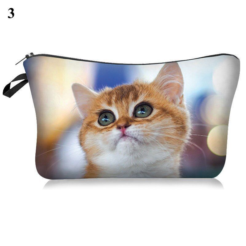 3D Pug Dog Printed Cosmetic Bag Cute Makeup Organizer Bag Travelling Handbag 1PC