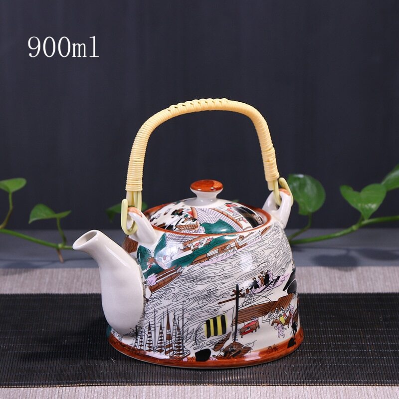 900ml China Porcelain Teapot With Strainer Net High Capacity Tea Pot For Hotel