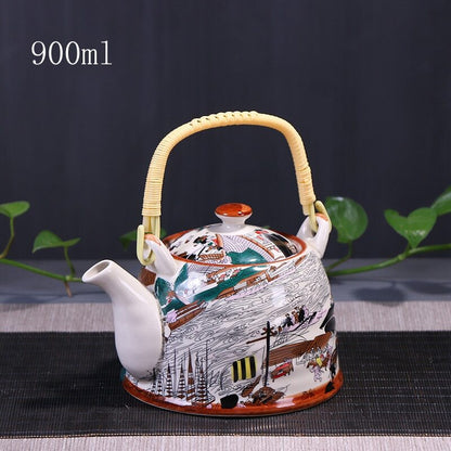 900ml China Porcelain Teapot With Strainer Net High Capacity Tea Pot For Hotel