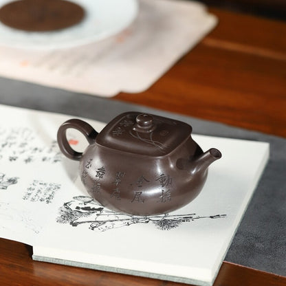 Original Ore Real Yixing Zisha Tea Pot Full Handmade Carved Pot Old Purple Clay