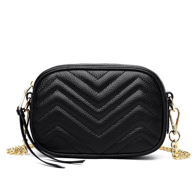 Tassel Sling Handbags Genuine Leather Quilted Shell Chain Vintage Shoulder Purse