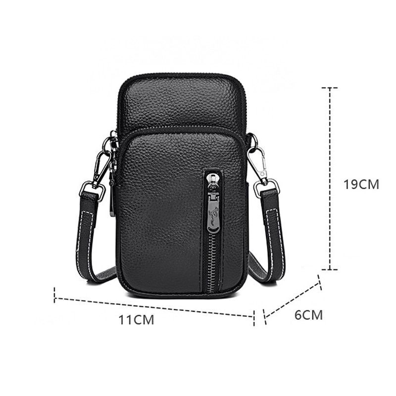 Luxury Handbags Genuine Leather Vintage Shoulder Purse Black/Green Bag 11*19*6CM