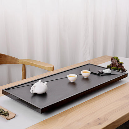Tea Tray Water Draining Weighted Black Stone Tea Table Invisible Outlet Tea Boat