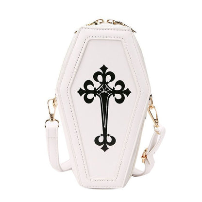 Retro Gothic Shoulder Bag Halloween Handbag Crossbody Bag Coffin Shape Purse 1PC