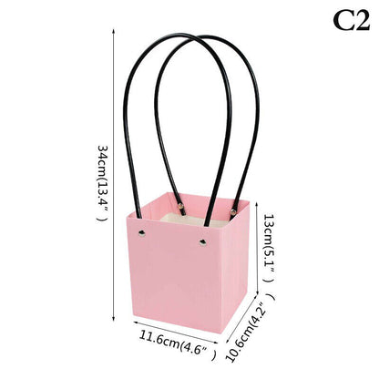 Portable Flower Box Waterproof Paper Handy Bag Kraft Handbag Party Gift Box