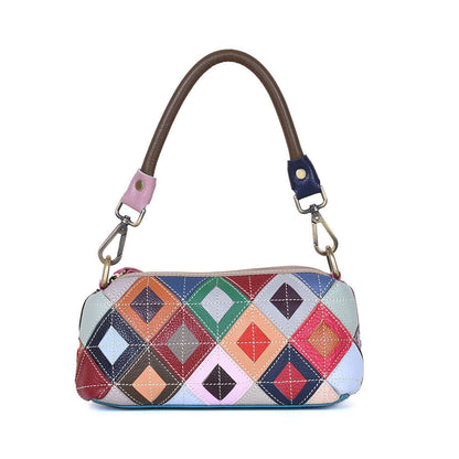 Real Leather Colorful (random) Patchwork Handbag Womens Tote Satche Shoulder Bag