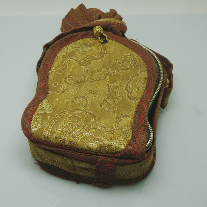 4.92" Old Collected Buddhist Nepalese Handmade Brass Box Stupa Rubbed Pendant