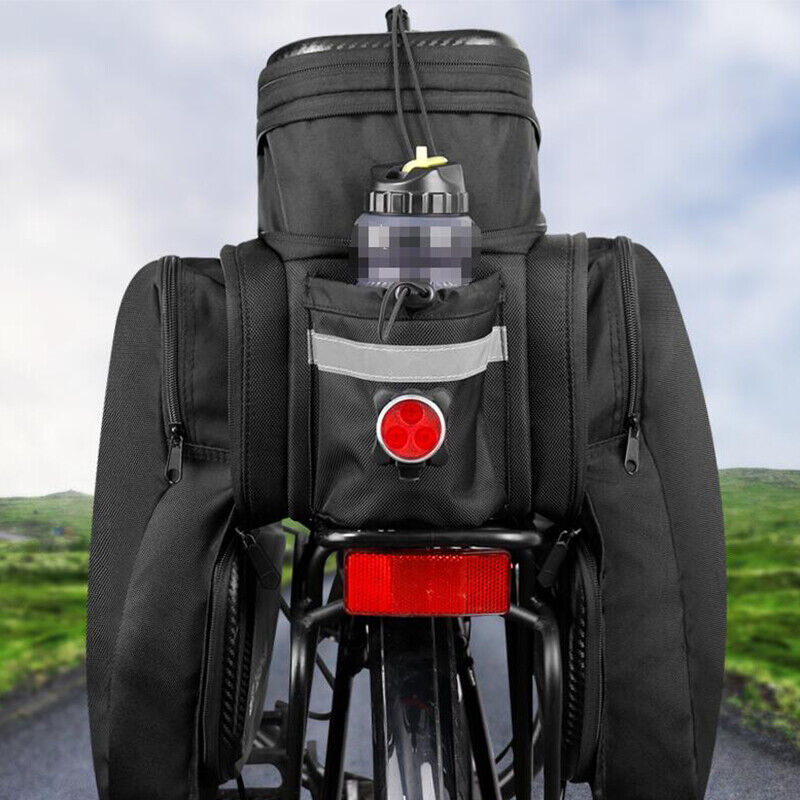 Bike MTB Bicycle Carrier Bag Trunk Pannier Cycling W/ Rain Cover Rear Seat Bag