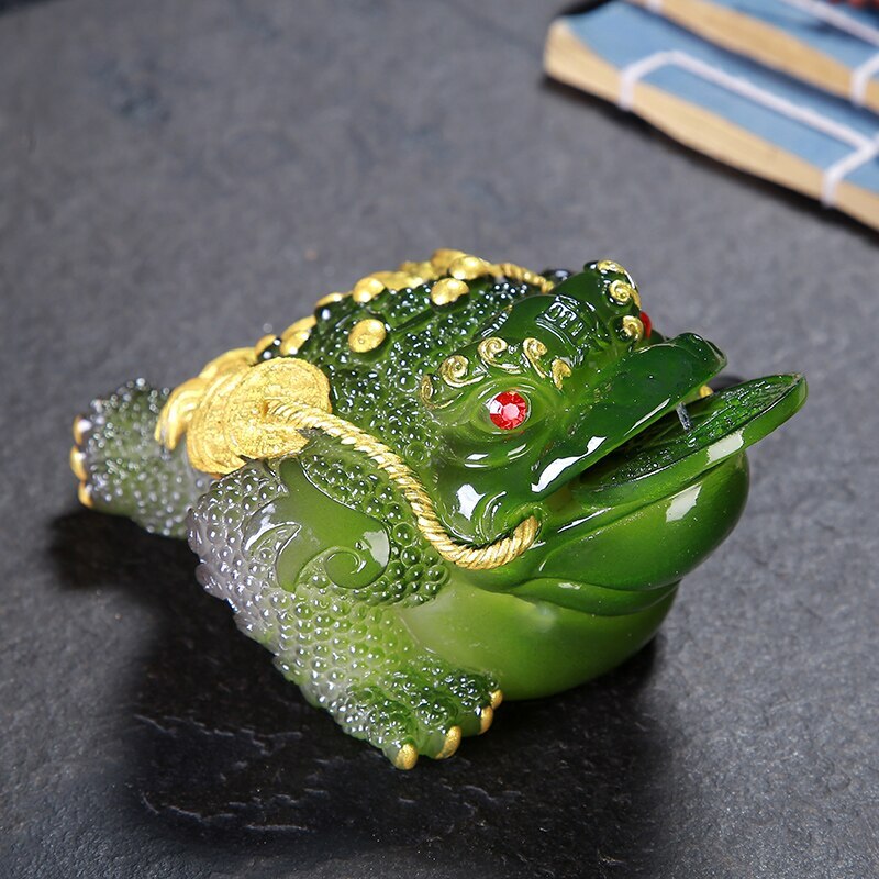 1pc Retro Golden Toad Statue Resin Color Changing Tea Pet Tea Figurine Ornament