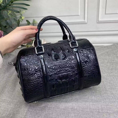 Black Real Crocodile Skin Leather Pillow Bag, Desinger Women's Sling Shouler Bag