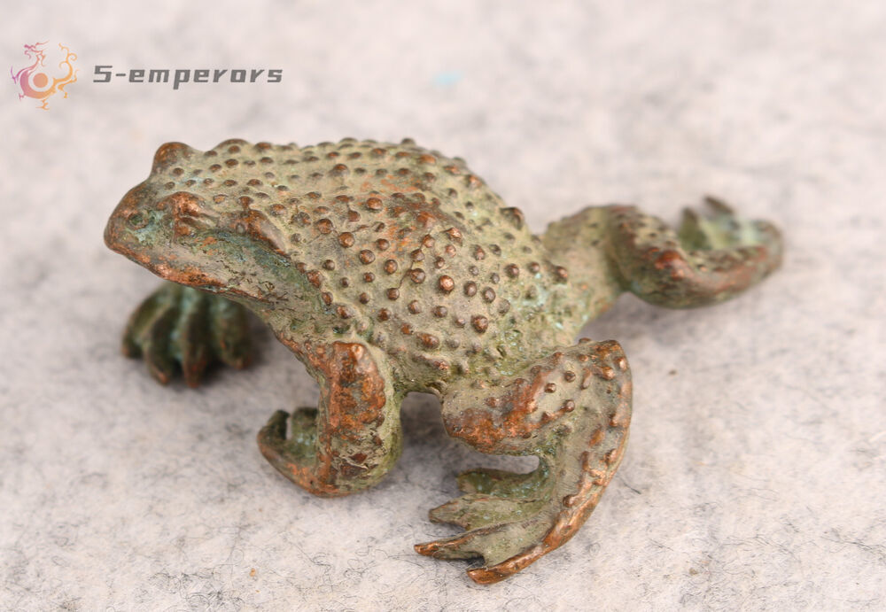 Rare Fortune chinese bronze Handwork jinchan frog Statue tea pet fengshui Art