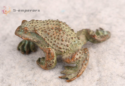 Rare Fortune chinese bronze Handwork jinchan frog Statue tea pet fengshui Art
