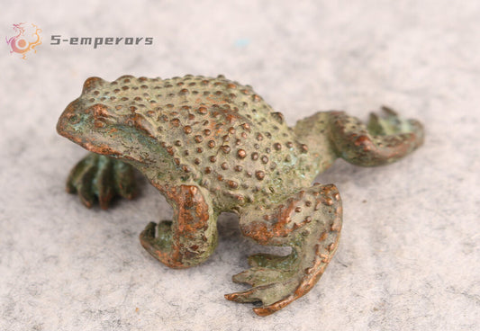 Rare Fortune chinese bronze Handwork jinchan frog Statue tea pet fengshui Art