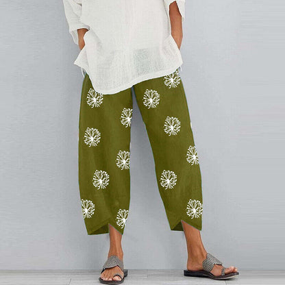 Trousers Pants Harem Elastic Waist Baggy Cotton Summer Linen Casual Wome /