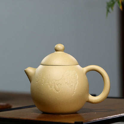China Yixing Zisha Pottery Green Clay Handmade 270cc Dragon Egg Teapot 禅心龙蛋