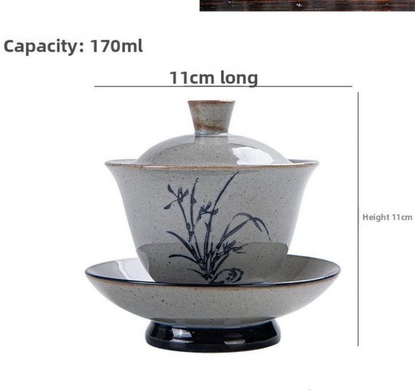 170ml Blue and White Ceramic Handpainted Gaiwan Tea Brewing Bowl Kung Fu Teaware