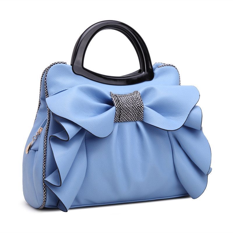 Bowknot Handbags Synthetic Leather Shoulder Messenger Bag Sweet Totes 34*15*26CM