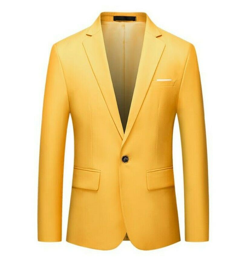 Men's Blazer Jacket One Button Slim Fit Business Long sleeve Casual Coat New @