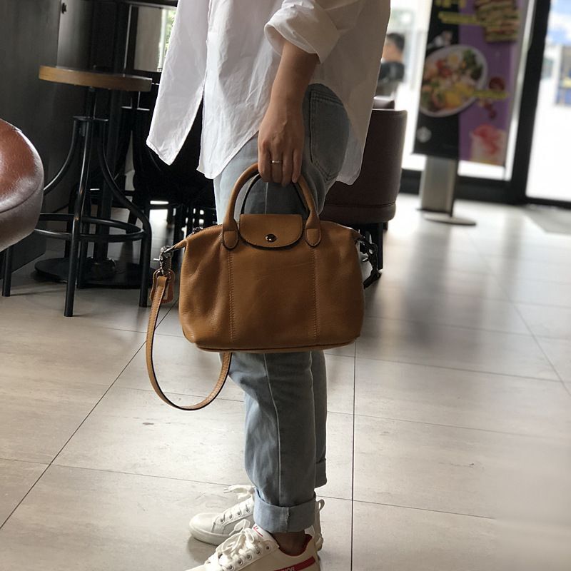 Genuine Leather Shoulder Messenger Clutch Simple Style Dumpling Purses Handbags