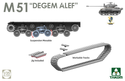 TAKOM 2208 1/35 M51 "DEGEM ALEF" Tank Military Static Assembly Model Kit