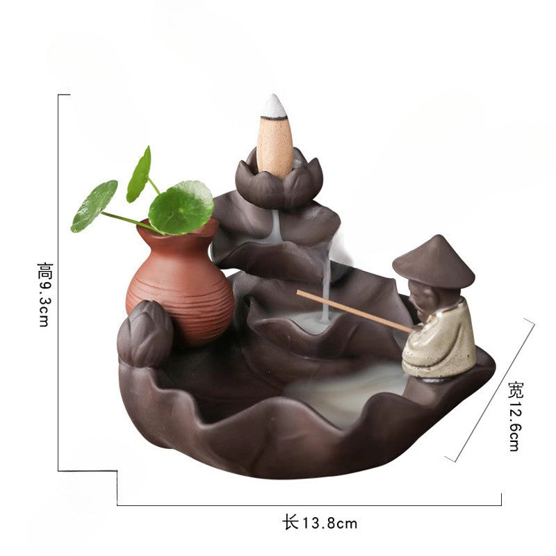 13.8CM Retro Purple Clay Incense Burner Incense Household Tea Pet Ornament