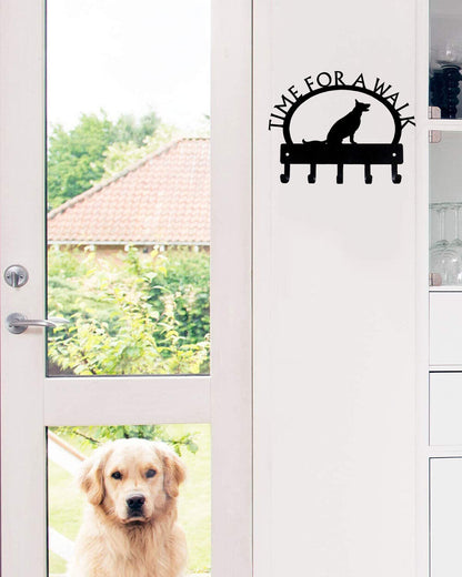 German Shepherd Sitting Time for a Walk Key Rack Dog Leash Hanger Metal Wall Art