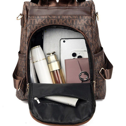 Traveling Bag Textured Backpack Large Fashion Zipper Acrylic School Bag Softback