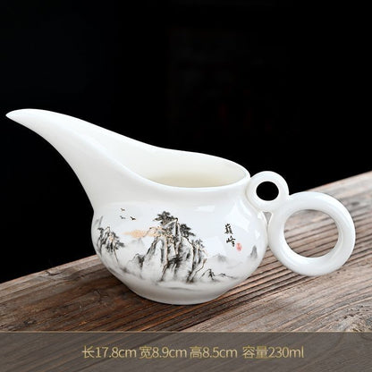 White Porcelain Long Mouthed Fair Cup Tea Set Fair Cup Separator Tea Accessories