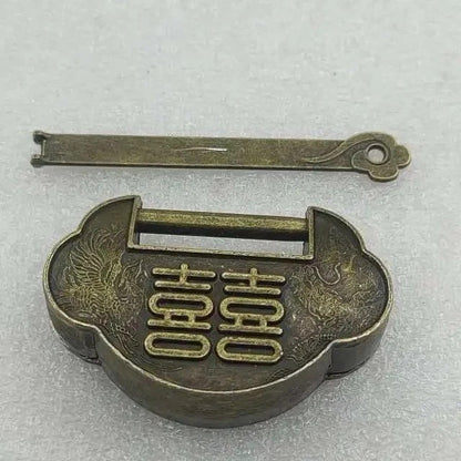 Mini Vintage Chinese Brass Horizontal Padlock Small Lock For Jewelry Box Cabinet