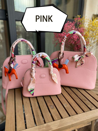 Genuine Leather Handbag Shell Bag Leather Strap Shoulder Purses Tote S/M/L Sizes