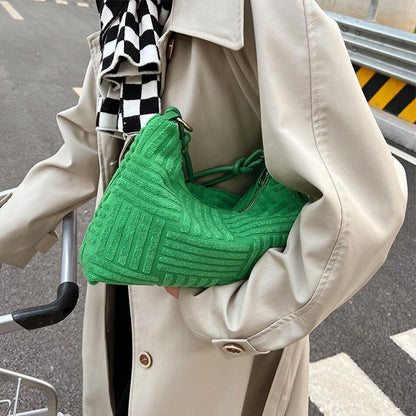 Famous Half Moon Shoulder Messenger Bag Soft Cotton Underarm Clutch Handbag Tote