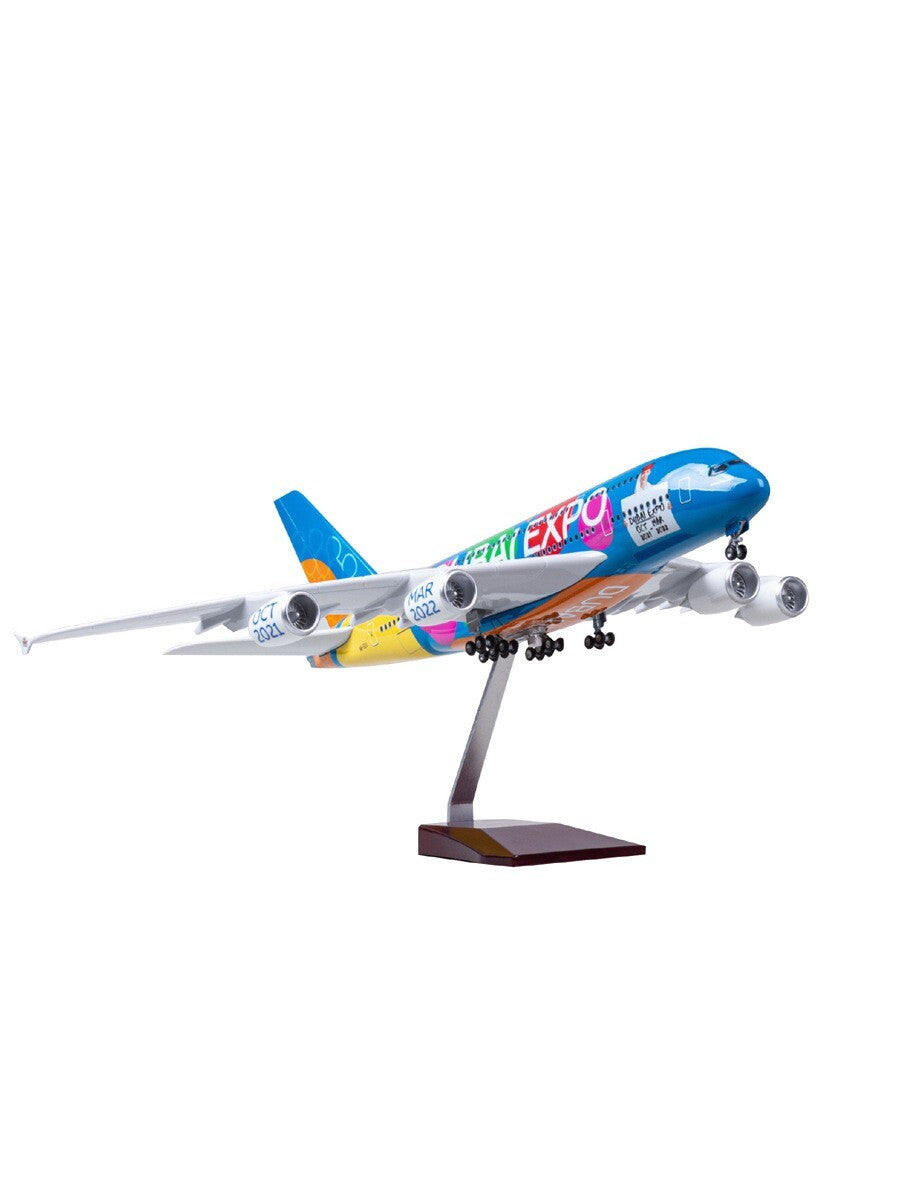 1:160 Dubai Model Airlines Airbus A380 Resin Airplane Display Model 47CM No Lamp