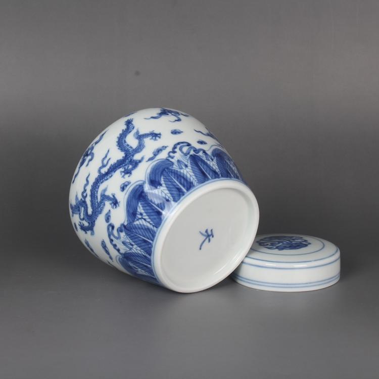 4.1" China Jingdezhen Blue and White Porcelain Animal Cloud-dragon Tea Leaf Pot