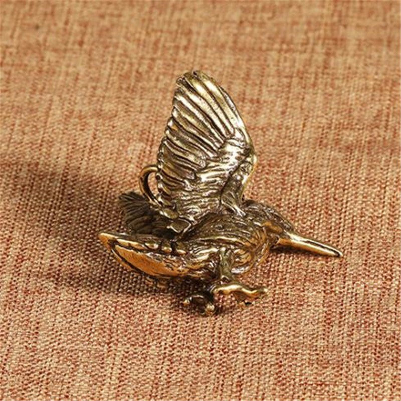 Pure Brass Bird Figurine Tea Pet Ornament Miniature Mini Figure Collectible Toy