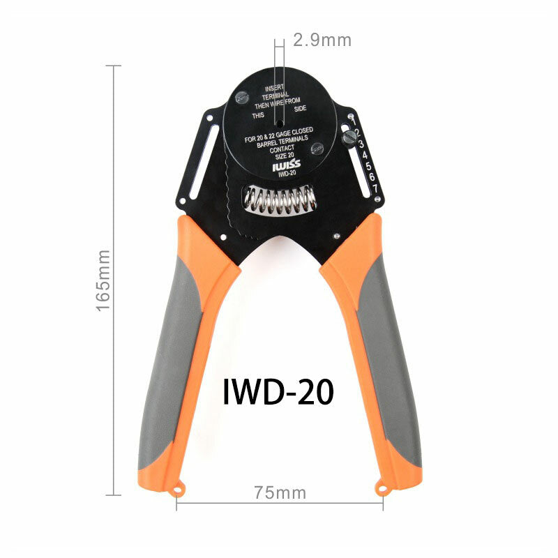 IWD-20 Solid Barrel Pins Plug Spring Terminal Cable Crimper Aviation Crimping