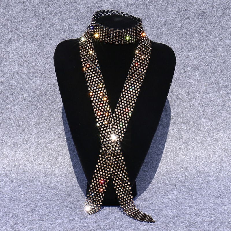 Men Ties Shiny Rhinestones Women Fashion Sequin Party Night Club Bar Accessories