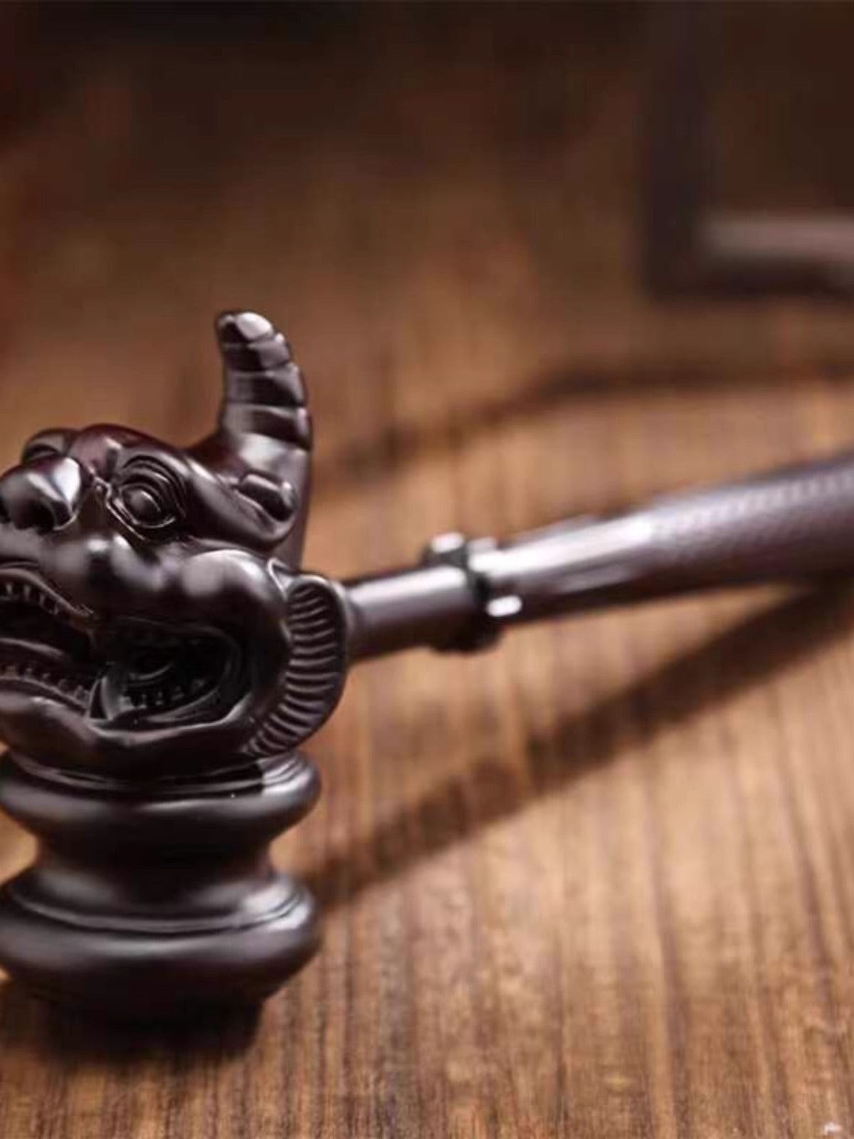 Ebony Wood Auction Hand Hammer Lawyer Judge Gavel Court Handcraft Collection