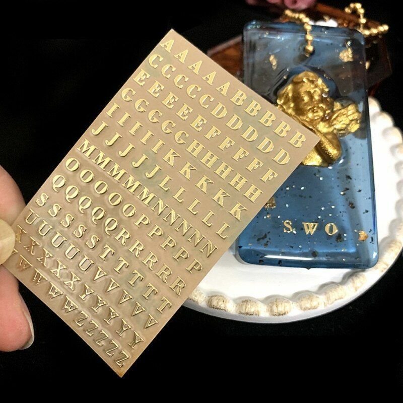 Decorative Stickers 3mm Alphabet Letters Numbers Chunky Glitter Epoxy Resin 5Pcs