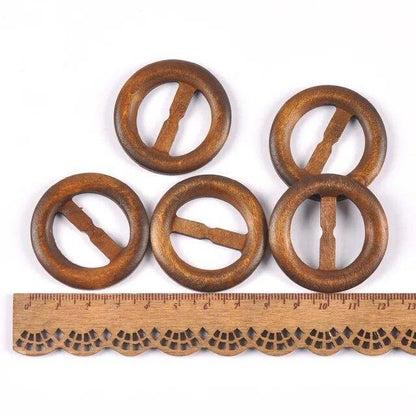 Wooden Round Ring Buckle Wood Windcoat Belt Buckles Garment Ornament Ac