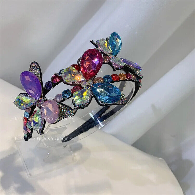 Women Headband Vintage Baroque Flower Big Diamond Luxury Fashion Party Hairbands